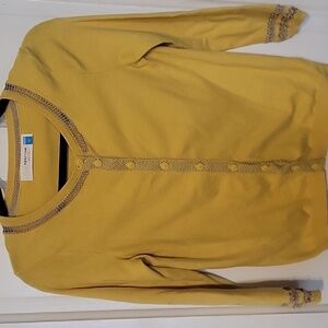 Anthropologie Sparrow Yellow Silver Trim Cardigan Size Small